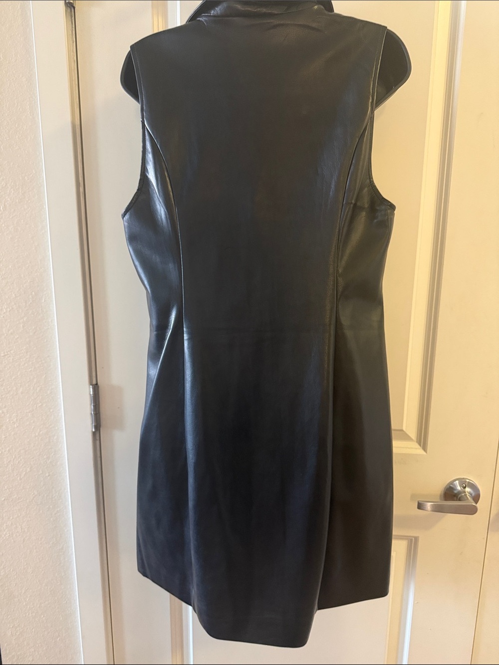 Paige Graciella Black Sleeveless Faux Leather Mini Dress Shirtdress Size 10 - Picture 6 of 10